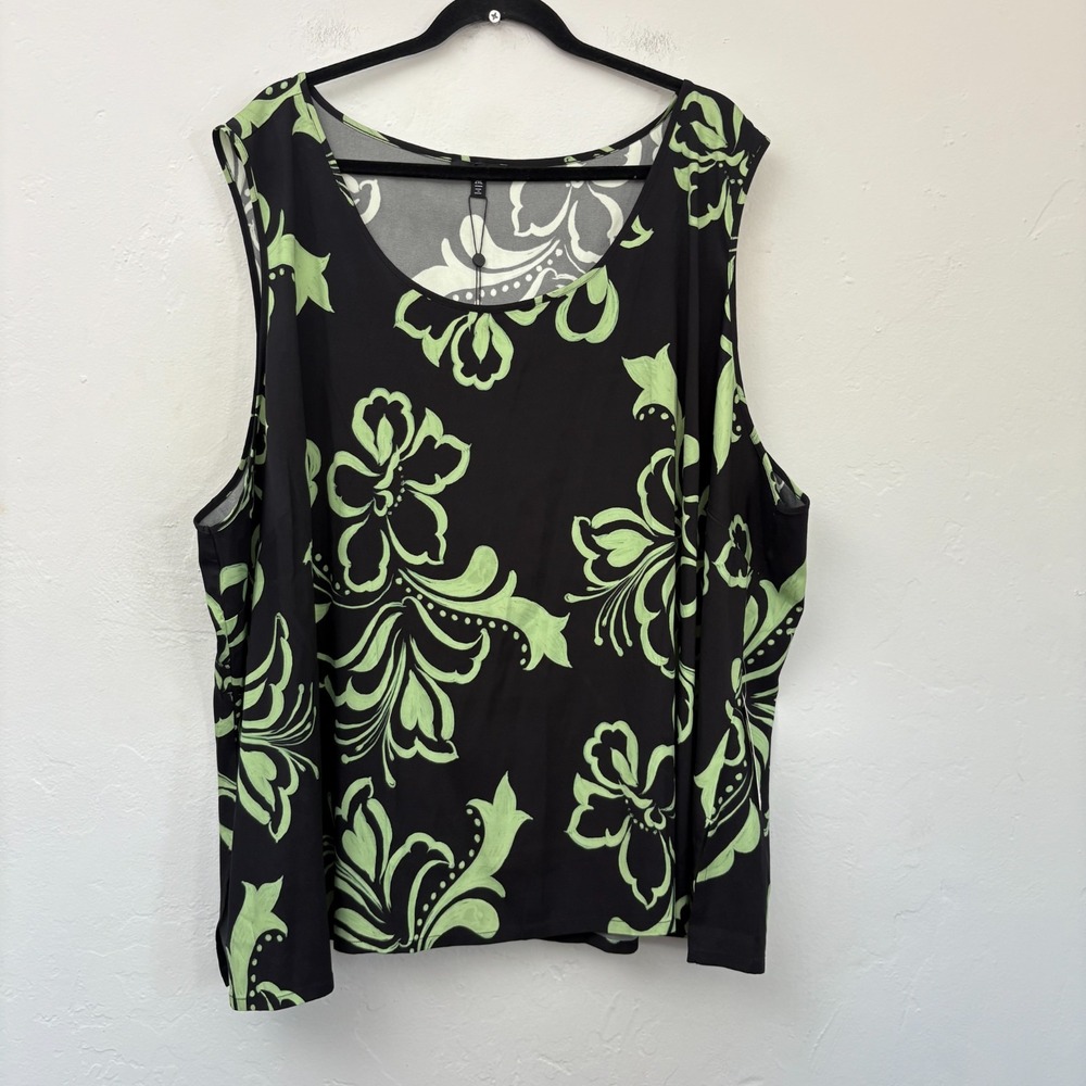 Universal Standard Tank Top Women Size 2XL Green Black Floral New